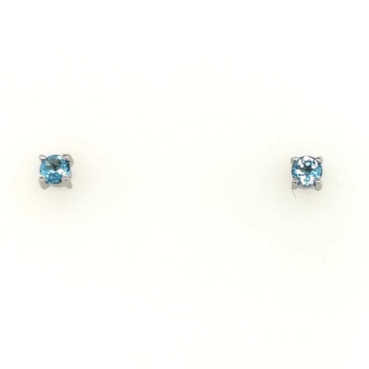 9ct White Gold 0.28ct Swiss Blue Topaz 4 Claw Stud Earrings murray co jewellers belfast