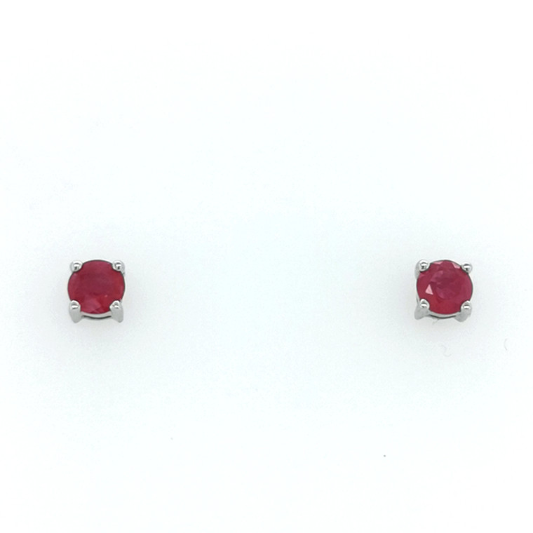 9ct White Gold 0.60ct Round Ruby 4 Claw Set Stud Earrings murray co jewellers belfast