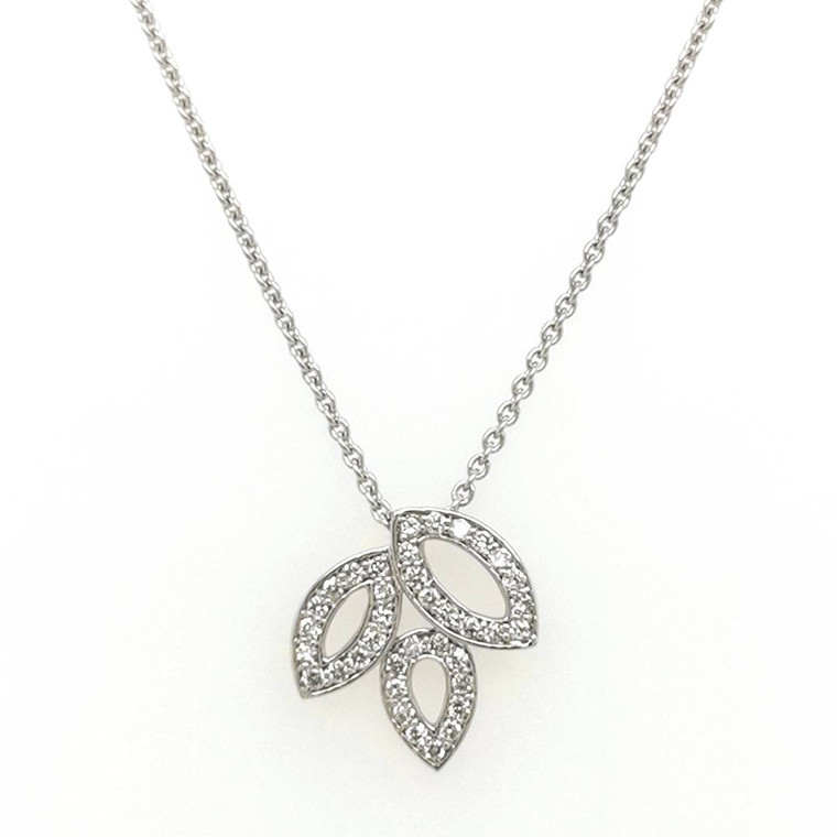 18ct White Gold 0.19ct Diamond Open Marquise & Pear Style Pendant murray co jewellers belfast