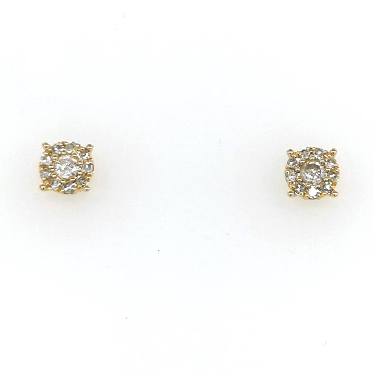 14ct Yellow Gold 0.32ct Diamond Illusion Cluster Earrings murray co jewellers belfast