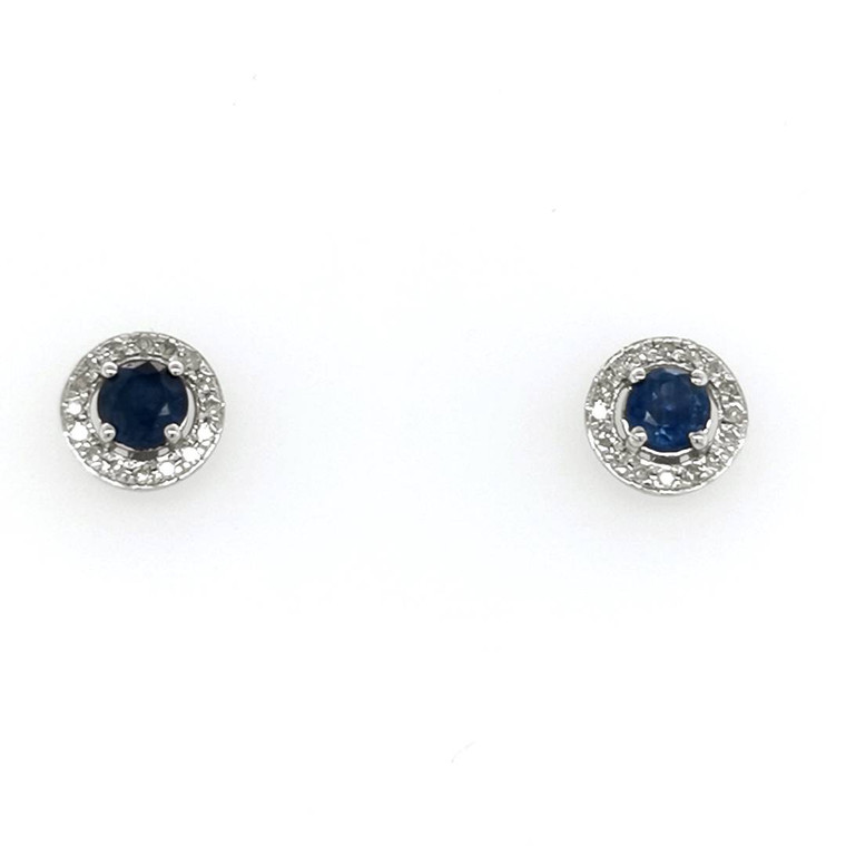 18ct White Gold 0.66ct Sapphire & 0.15ct Diamond Cluster Earrings murray co jewellers belfast