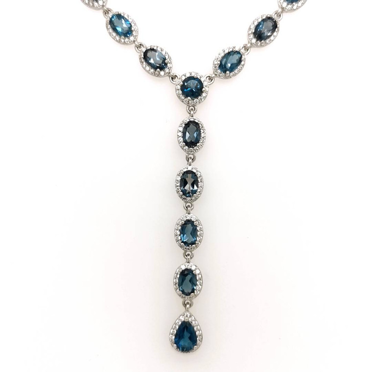 Silver London Blue Topaz & Cubic Zirconia Necklet murray co jewellers belfast