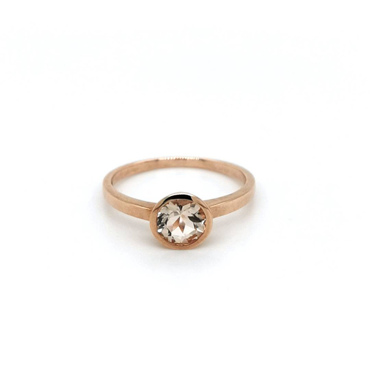 9ct Rose Gold 0.65ct Morganite Rub Over Set Solitaire Ring murray co jewellers belfast