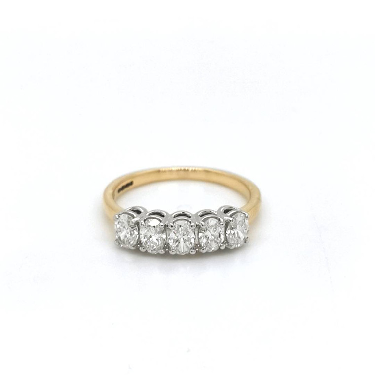 18ct Yellow Gold 1.00ct Oval Diamond 5 Stone Ring murray co jewellers belfast