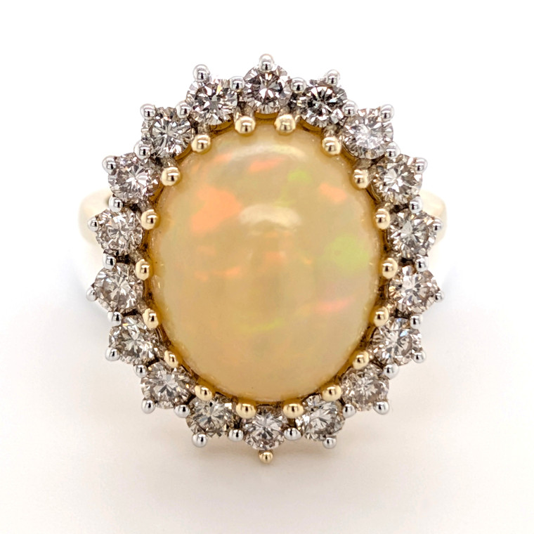 14ct Yellow Gold 5.45ct Opal & 1.25ct Diamond Cluster Ring murray co jewellers belfast