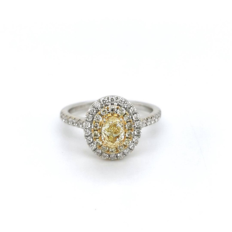 18ct White Gold 0.55ct Yellow Diamond & 0.52ct Diamond Ring murray co jewellers belfast