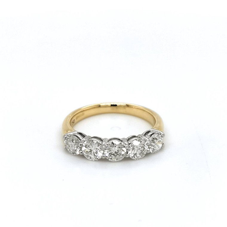 18ct Yellow Gold 1.52ct Round Brilliant Diamond 5 Stone Ring murray co jewellers belfast