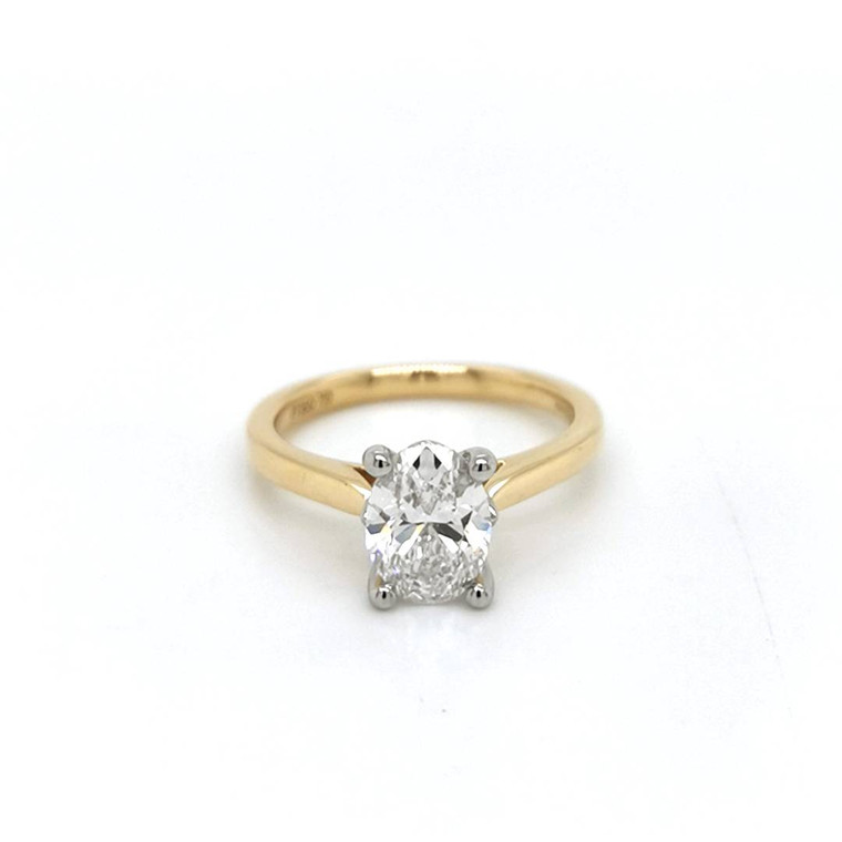 18ct Yellow Gold 1.56ct Lab Grown Oval Diamond Solitaire Ring murray co jewellers belfast