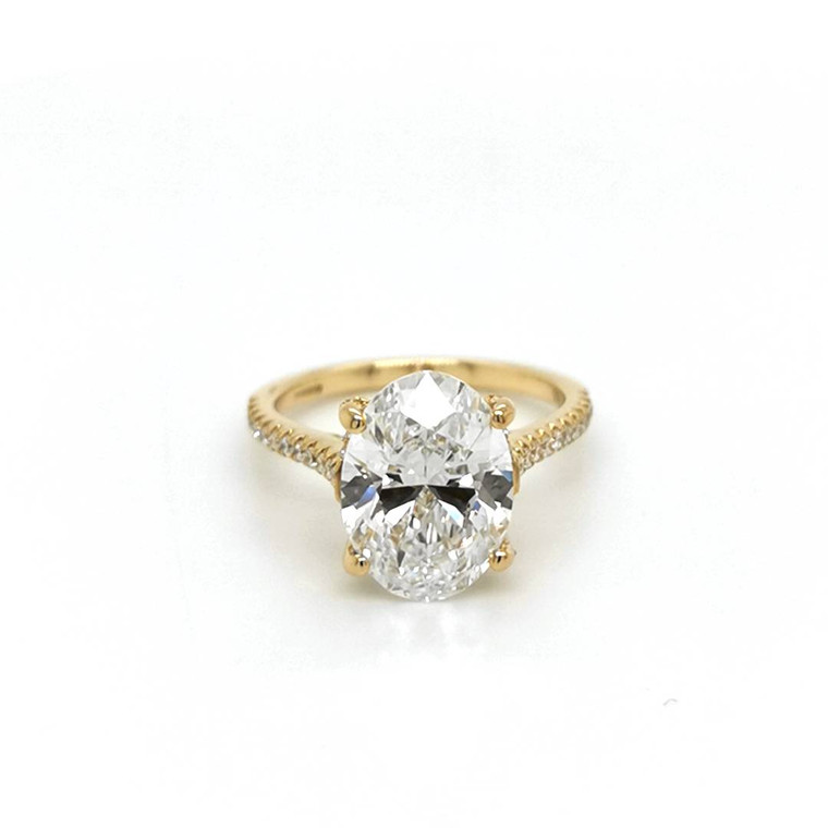 18ct Yellow Gold 4.66ct Lab Grown Diamond Hidden Halo Solitaire Ring murray co jewellers belfast