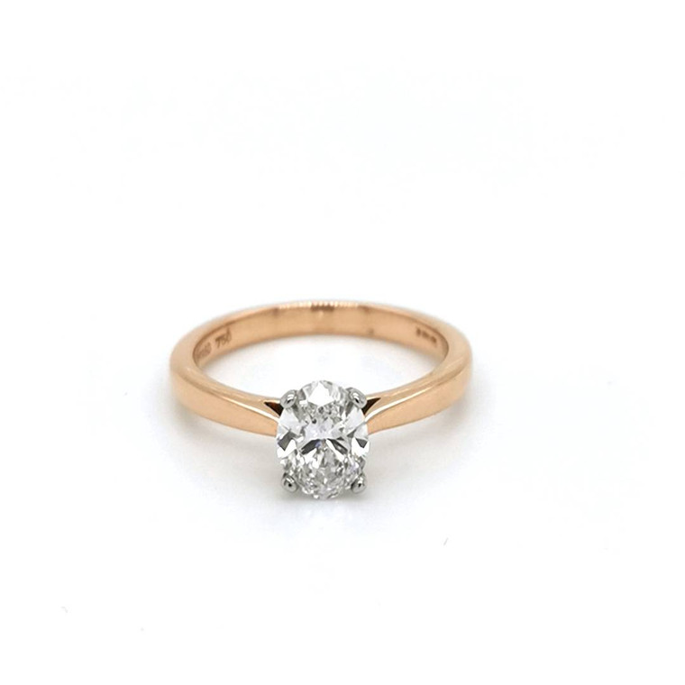 18ct Rose Gold 1.00ct Lab Grown Oval Diamond Solitaire Ring murray co jewellers belfast