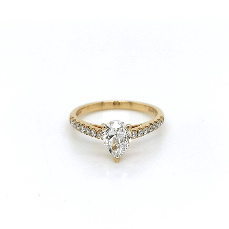 18ct Yellow Gold 1.20ct Lab Grown Pear Diamond Solitaire Ring murray co jewellers belfast