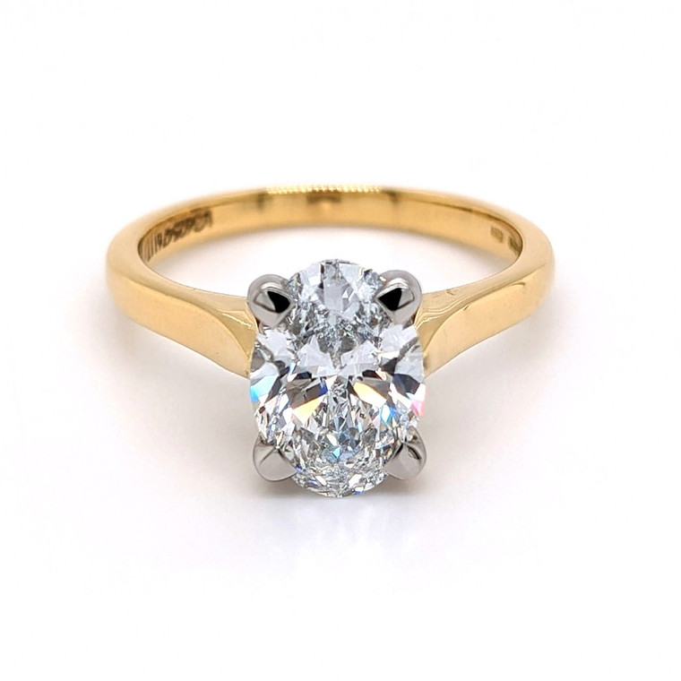 18ct Yellow Gold 2.02ct Lab Grown Oval Diamond Solitaire Ring murray co jewellers belfast