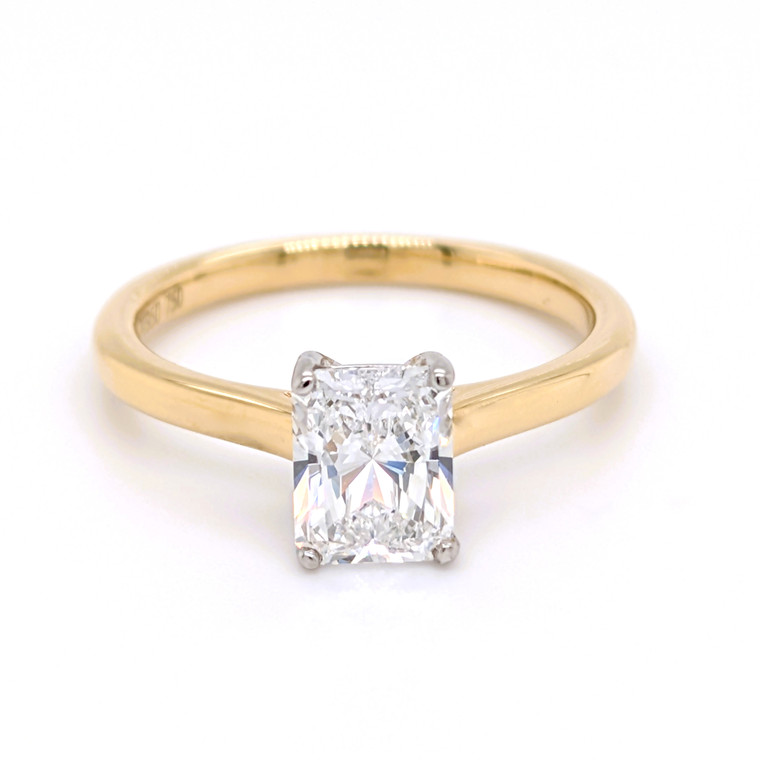 18ct Yellow Gold 1.28ct Radiant Cut Diamond Solitaire Ring murray co jewellers belfast