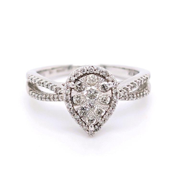 9ct White Gold 0.50ct Diamond Pear Shaped Cluster Ring murray co jewellers belfast engagement rings wedding rings