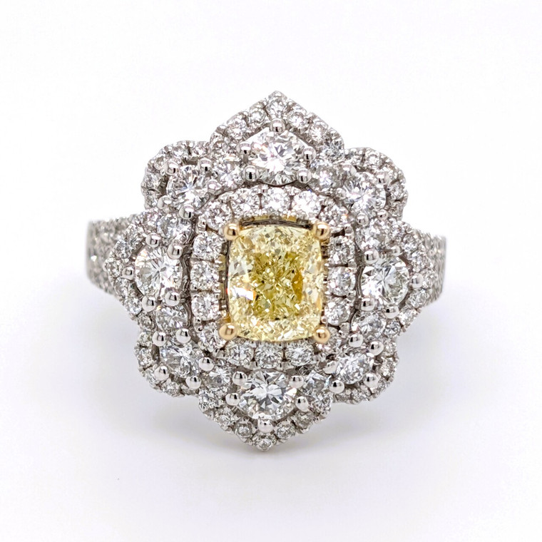 18ct White Gold 1.00ct Yellow Diamond & 1.55ct Diamond Cluster Ring murray co jewellers belfast engagement rings wedding rings gemstone rings jewellery