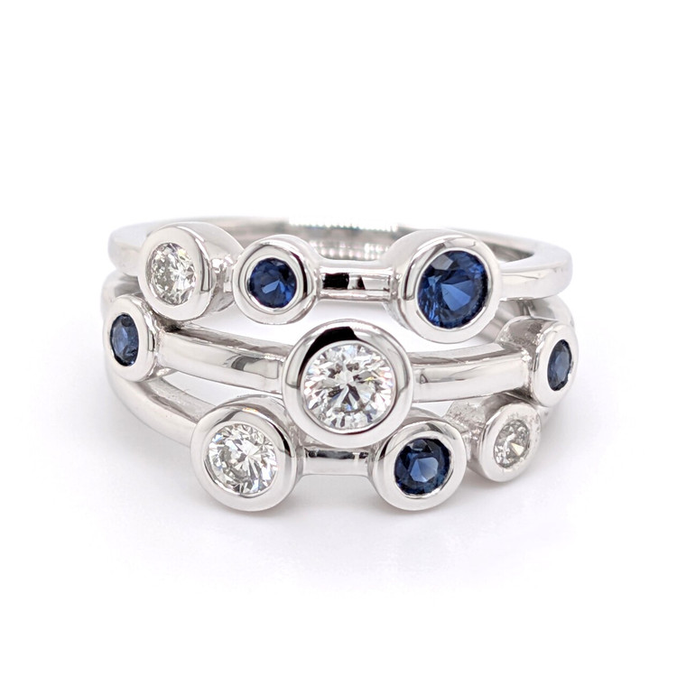 Platinum 0.54ct Diamond & 0.56ct Sapphire Rub Over Set Ring murray co jewellers belfast engagement rings wedding rings gemstone rings jewellery