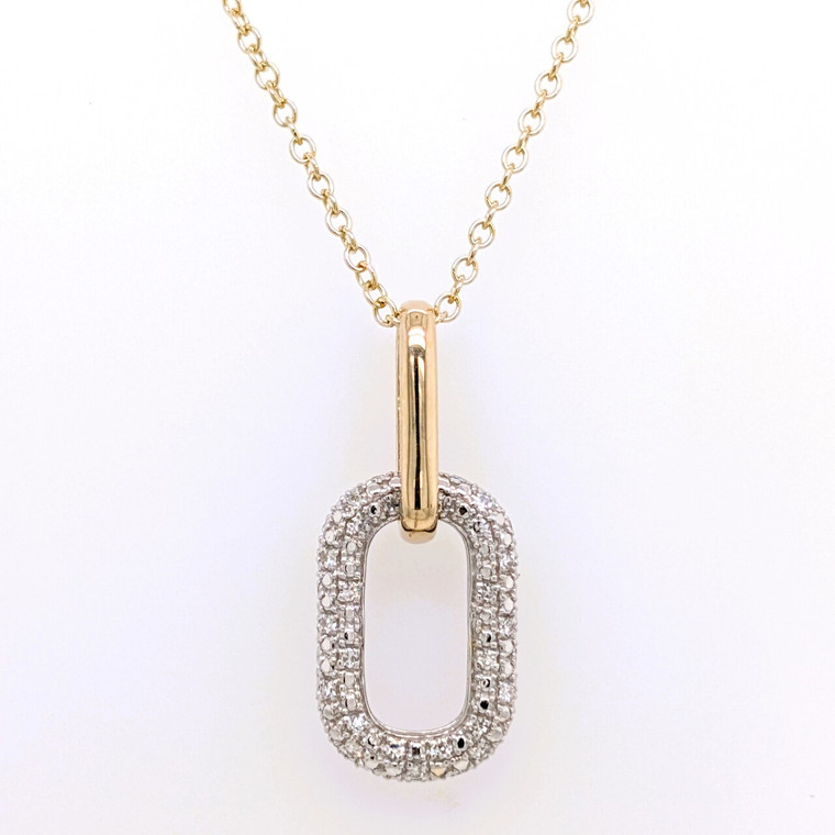 9ct Yellow Gold 0.12ct Diamond Link Drop Pendant murray co jewellers engagement rings wedding rings diamond jewellery