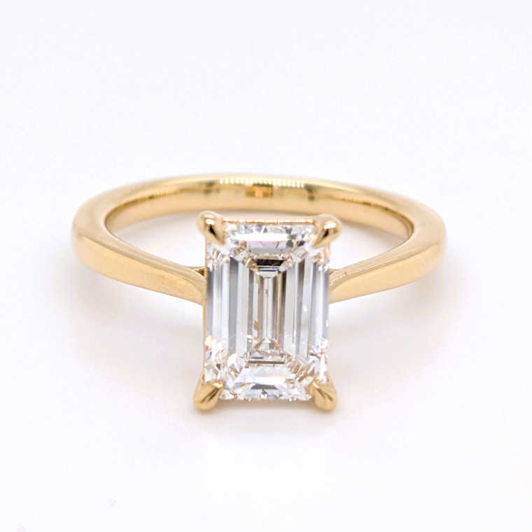 18ct Yellow Gold 2.05ct Lab Grown Emerald Cut Diamond Solitaire Ring murray co jewellers belfast engagement rings lab diamonds