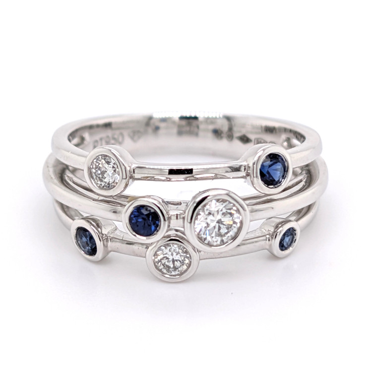 Platinum 0.27ct Sapphire & 0.30ct Diamond Rub Over Set Ring murray co jewellers sapphire rings