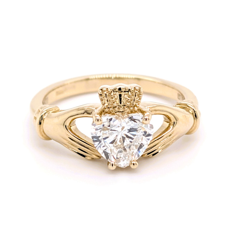 9ct Yellow Gold 1.03ct Lab Grown Diamond Claw Set Claddagh Ring murray co jewellers belfast celtic jewellery claddagh rings