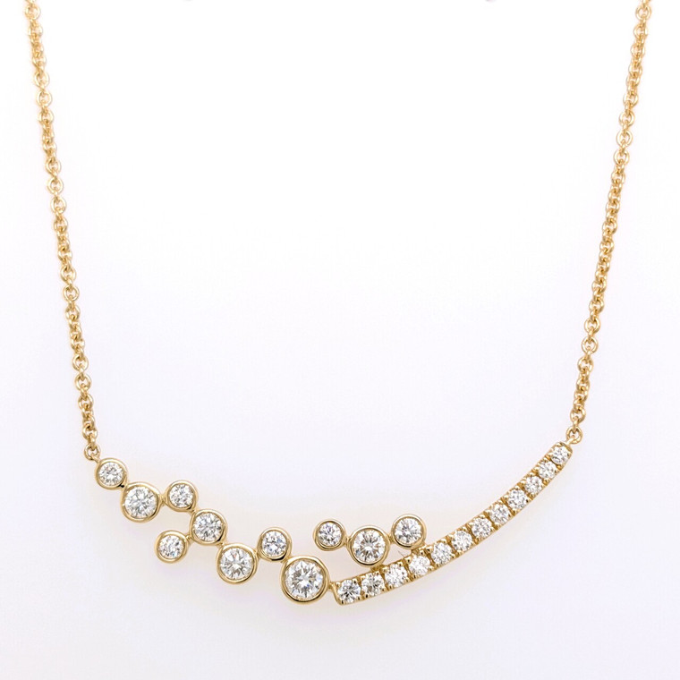 18ct Yellow Gold 0.75ct Rub Over & Pavé Set Diamond Pendant murray co jewellers belfast diamond pendant necklace jewellery