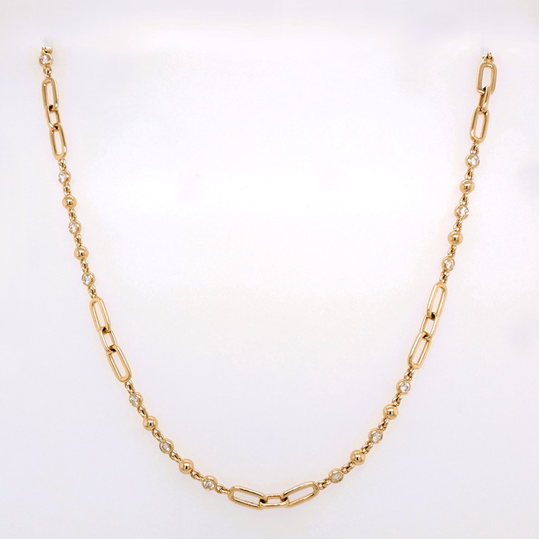 18ct Yellow Gold 0.65ct Diamond Fancy Link Necklace murray co jewellers belfast diamond necklaces