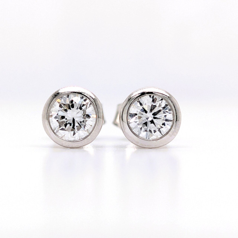 9ct White Gold 0.60ct Lab Grown Diamond Rub Over Set Earrings murray co jewellers belfast