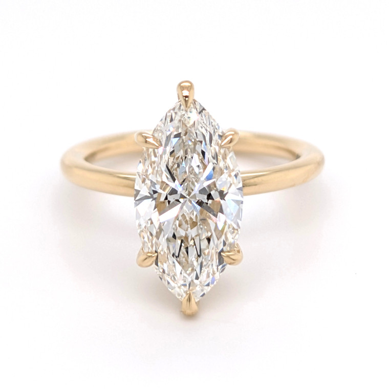 18ct Yellow Gold 3.13ct Lab Grown Hidden Halo Marquise Diamond Ring murray co jewellers belfast