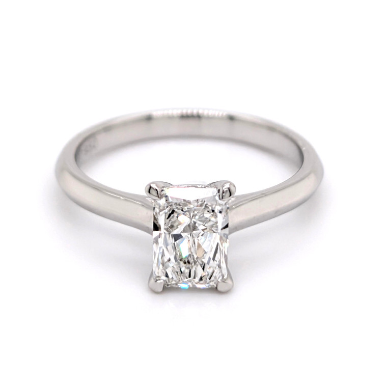 Platinum 1.02ct Lab Grown Radiant Cut Diamond Solitaire Ring murray co jewellers belfast