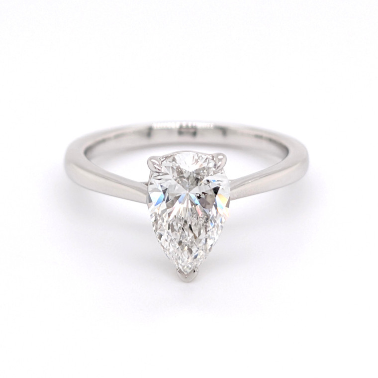Platinum 1.55ct Lab Grown Pear Diamond Solitaire Ring murray co jewellers belfast