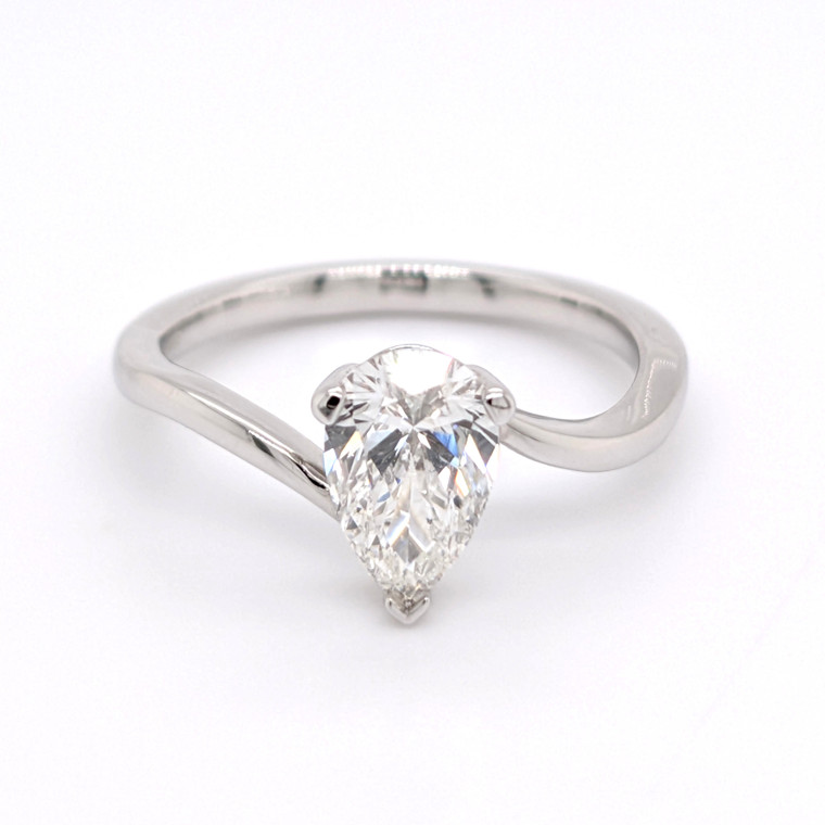 Platinum 1.05ct Lab Grown Pear Diamond Twisted Solitaire Ring murray co jewellers belfast