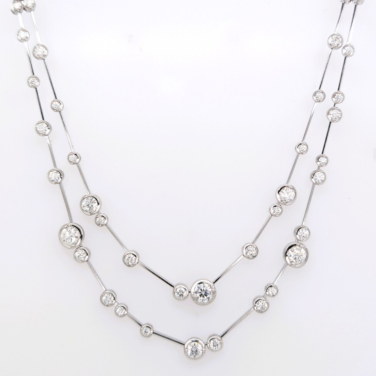 18ct White Gold 2.50ct 2 Row Scattered Diamond Necklace murray co jewellers belfast