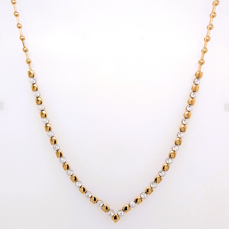 18ct Yellow Gold 0.38ct Diamond V Shaped Necklace murray co jewellers belfast