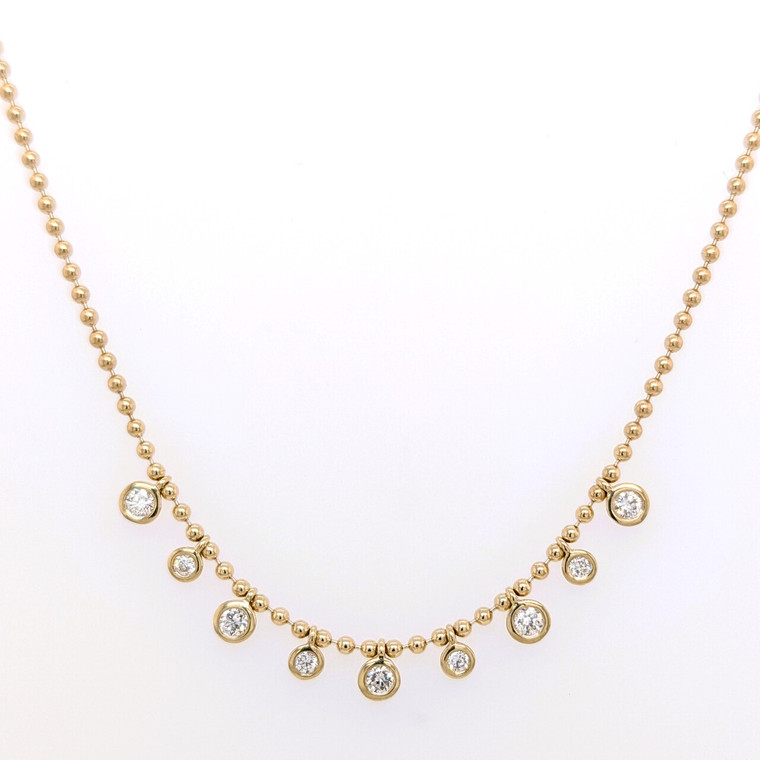 9ct Yellow Gold 0.39ct Lab Grown Diamond 9 Stone Beaded Necklace murray co jewellers belfast