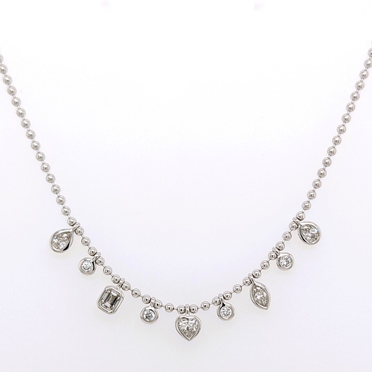 9ct White Gold 0.48ct Lab Grown Mixed Cut Diamond Beaded Chain murray co jewellers belfast