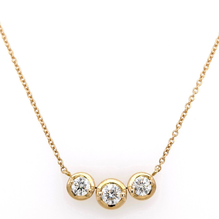 18ct Yellow Gold 1.00ct 3 Stone Round Brilliant Diamond Pendant murray co jewellers belfast