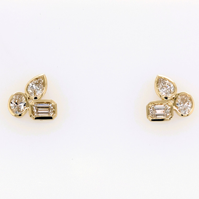 9ct Yellow Gold 1.03ct Lab Grown Mixed Cut Diamond Earrings murray co jewellers belfast