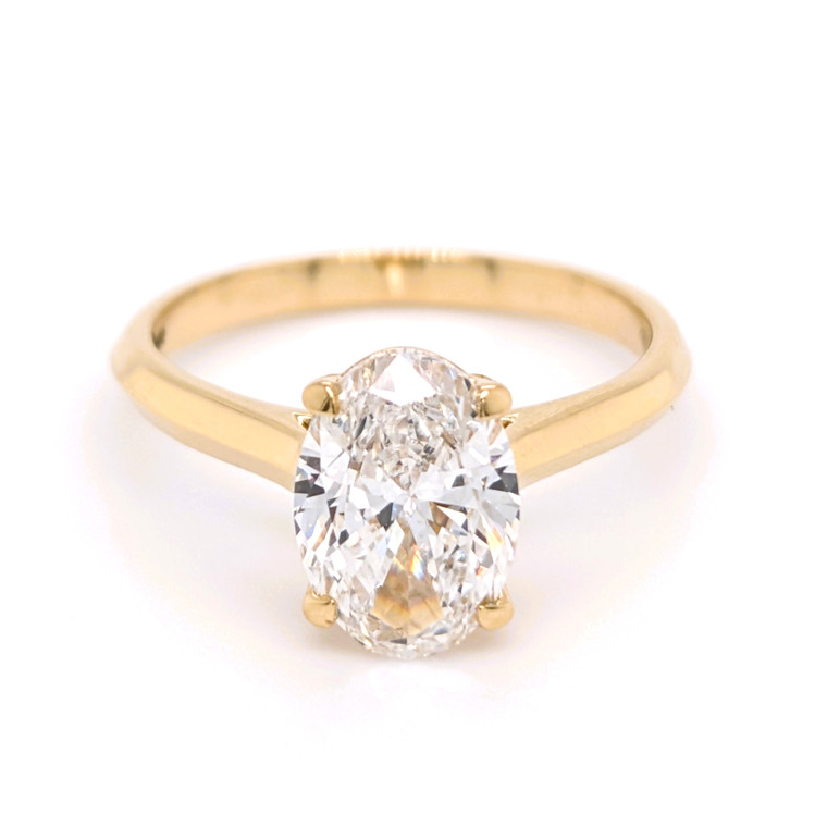 18ct Yellow Gold 2.06ct Lab Grown Oval Diamond Solitaire Ring murray co jewellers belfast