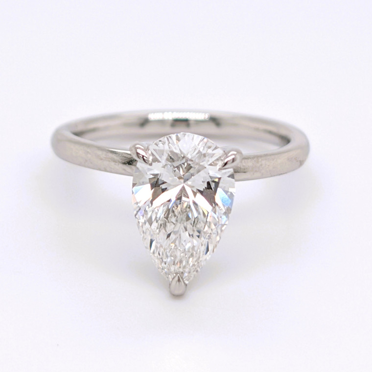 Platinum 2.08ct Lab Grown Pear Diamond Hidden Halo Solitaire Ring murray co jewellers belfast