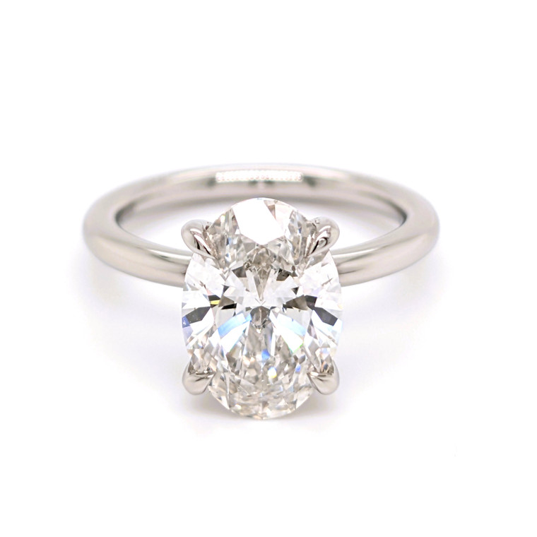 Platinum 3.19ct Lab Grown Oval Diamond Hidden Halo Solitaire Ring murray co jewellers belfast engagement rings