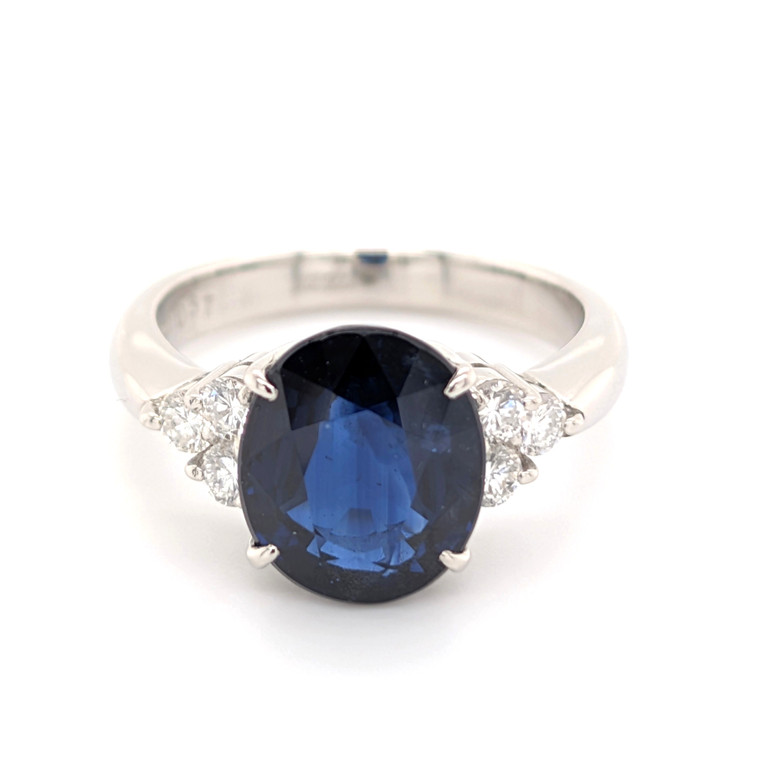 Platinum 4.63ct Sapphire & 0.40ct Diamond 3 Stone Style Ring murray co jewellers belfast