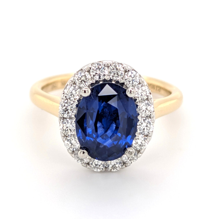 18ct Yellow Gold 2.19ct Sapphire & 0.50ct Diamond Cluster Ring murray co jewellers belfast