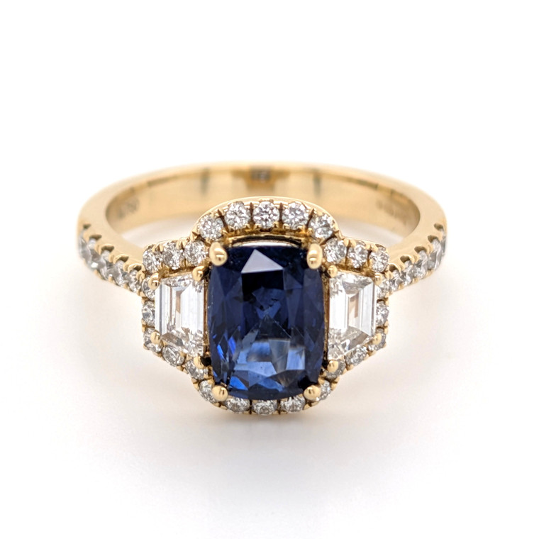 18ct Yellow Gold 2.10ct Sapphire & 1.00ct Diamond Cluster Ring murray co jewellers belfast