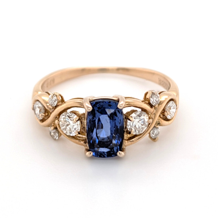 18ct Rose Gold 1.19ct Sapphire & 0.31ct Diamond Cluster Ring murray co jewellers belfast