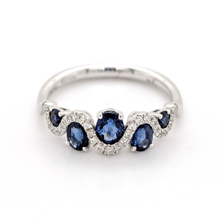18ct White Gold 1.03ct Sapphire & 0.11ct Diamond Ring murray co jewellers belfast