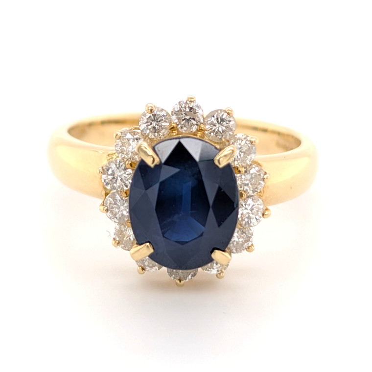 18ct Yellow Gold 3.94ct Sapphire & 1.00ct Diamond Cluster Ring murray co jewellers belfast