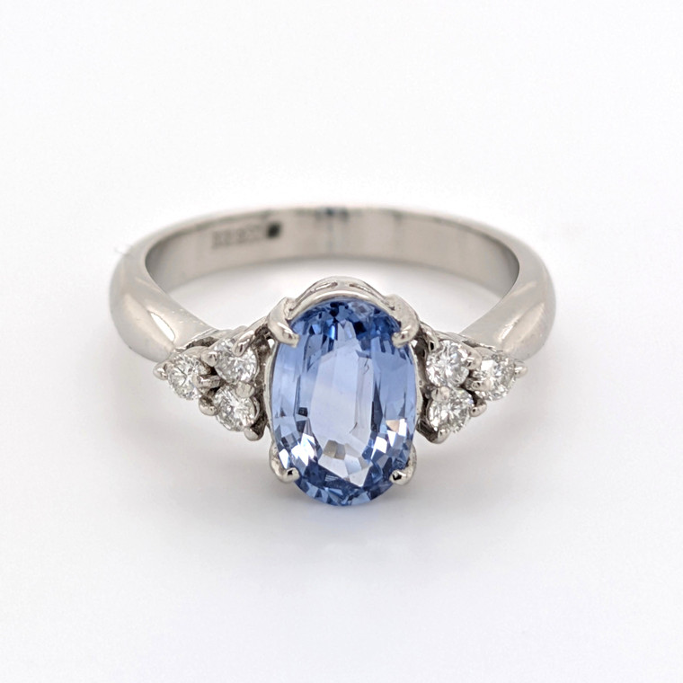 Platinum 1.79ct Sapphire & 0.20ct Diamond 3 Stone Style Ring murray co jewellers belfast