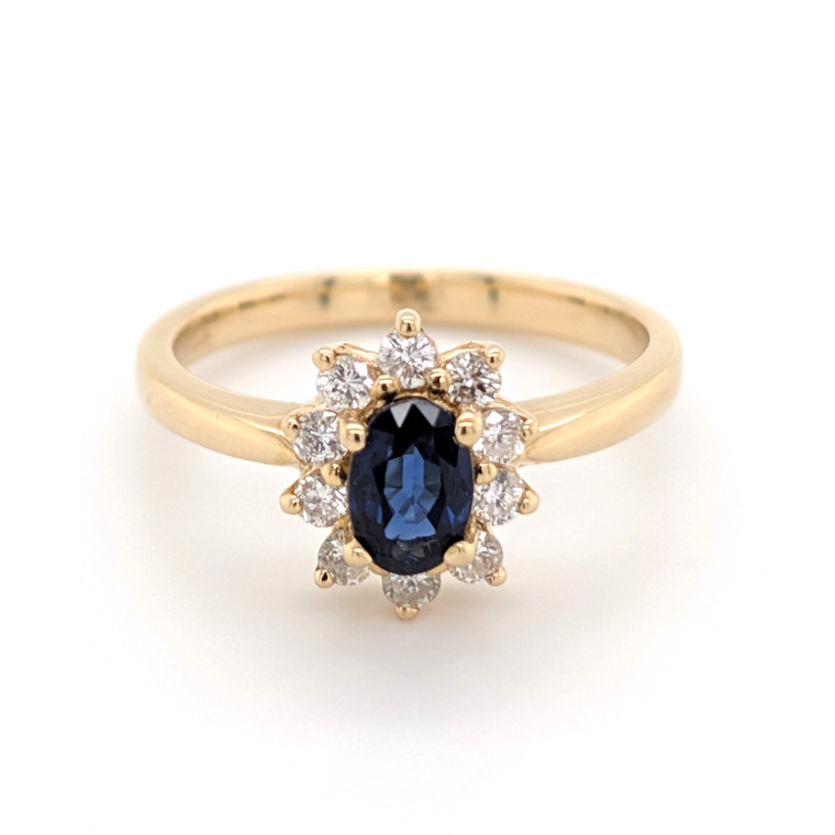 18ct Yellow Gold 0.72ct Sapphire & 0.20ct Diamond Cluster Ring murray co jewellers belfast
