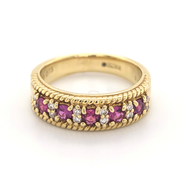 18ct Yellow Gold 0.48ct Ruby & 0.15ct Diamond Eternity Ring murray co jewellers belfast