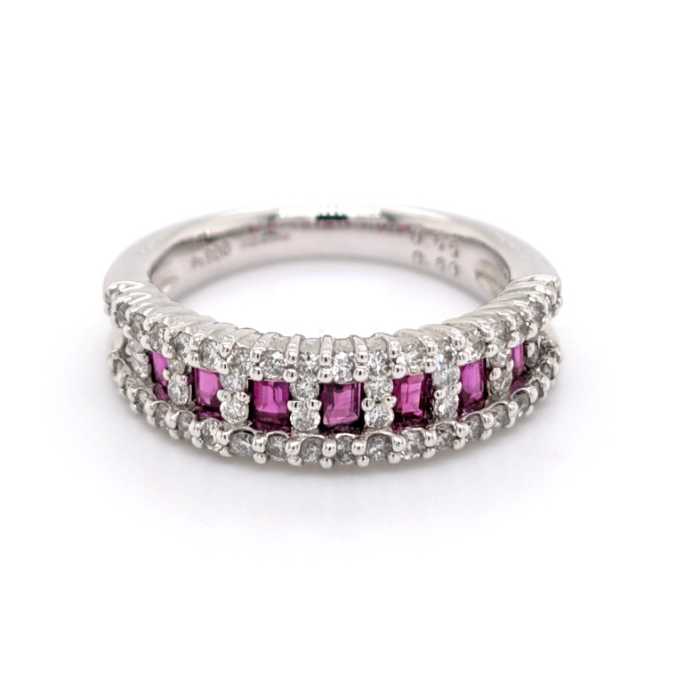 Platinum 0.55ct Ruby & 0.60ct Diamond Eternity Ring murray co jewellers belfast